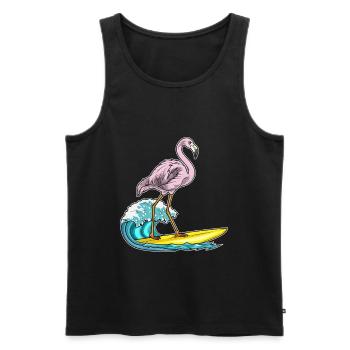 Flamingo Surfen Surfbrett Sommer - Männer Premium Bio Tank Top - Schwarz - Vorne - Michal (187cm)
