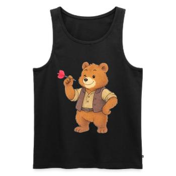 Bear playing darts - Men's Premium Organic Tank Top - black - Front - Michal (187cm)