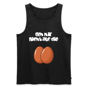 Humorvoller Eier-Print mit Spruch - Männer Premium Bio Tank Top - Schwarz - Vorne - AI Model Male 178 light (178cm)