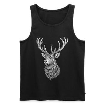 Hirsch - Männer Premium Bio Tank Top - Schwarz - Vorne - Michal (187cm)