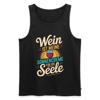 Wein als Sonnencreme der Seele - Männer Premium Bio Tank Top - Schwarz - Vorne - Michal (187cm)