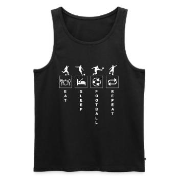 Lustige Fußball Sport Zitat Essen Schlaf Wiederholen - Männer Premium Bio Tank Top - Schwarz - Vorne - Michal (187cm)