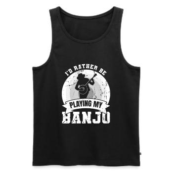 Je préfère jouer de mon banjo - Débardeur bio Premium Homme - noir - Devant - AI Model Male 178 light (178cm)