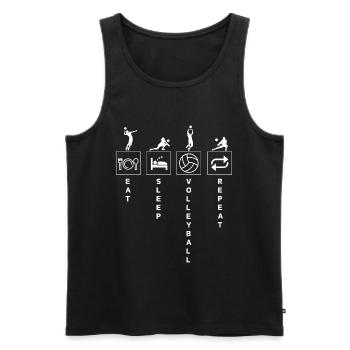 Drôle volley-ball sport citation manger dormir répéter - Débardeur bio Premium Homme - noir - Devant - Michal (187cm)