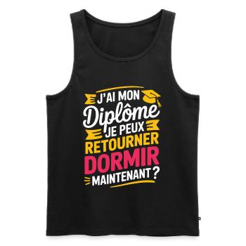 Ich habe mein Diplom, ich kann wieder schlafen gehen - Männer Premium Bio Tank Top - Schwarz - Vorne - AI Model Male 178 light (178cm)