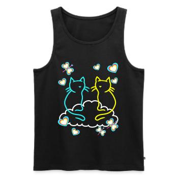 Retro Katzen Katze Kinder Mädchen Jungen Teenies - Männer Premium Bio Tank Top - Schwarz - Vorne - Michal (187cm)
