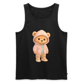 Ours à capuche mignon - Débardeur bio Premium Homme - noir - Devant - Michal (187cm)