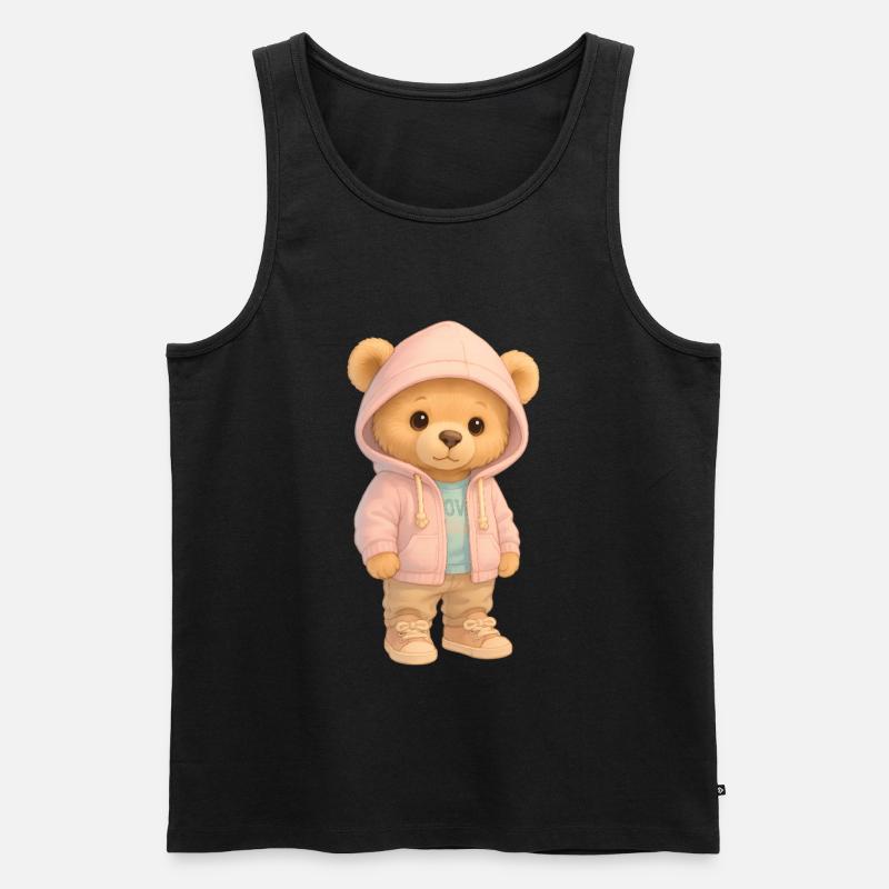 Süßer Kapuzenpullover Bär - Männer Premium Bio Tank Top - Schwarz