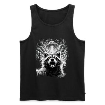 Waschbär Selfie Ufo Lustig Racoon Shirt - Männer Premium Bio Tank Top - Schwarz - Vorne - Michal (187cm)