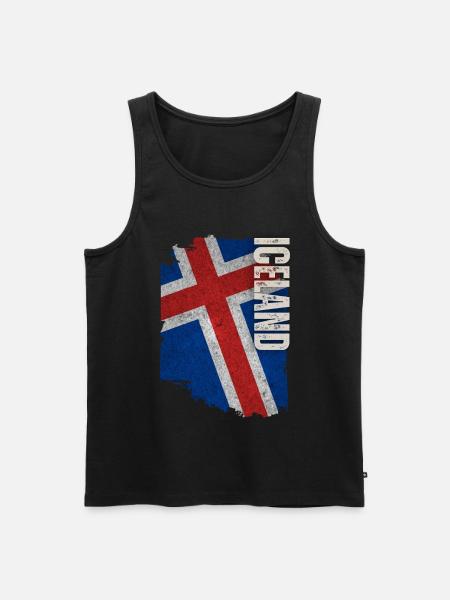 Drapeau vertical de l’Islande, j’aime l’Islande - Débardeur bio Premium Homme - noir