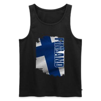 Vertical du drapeau de la Finlande, I Love Finland - Débardeur bio Premium Homme - noir - Devant - Michal (187cm)