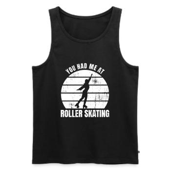 Tu m’as eu au patin à roulettes - Débardeur bio Premium Homme - noir - Devant - AI Model Male 178 light (178cm)
