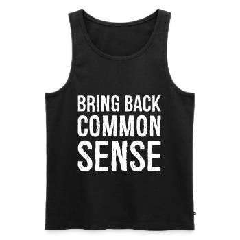 Bring Back Common Sense - Men's Premium Organic Tank Top - black - Front - AI Model Male 178 light (178cm)