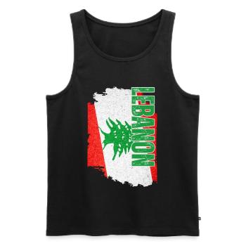 Drapeau vertical du Liban, I Love Lebanon - Débardeur bio Premium Homme - noir - Devant - Michal (187cm)