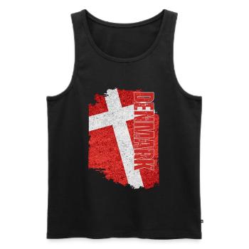 Vertical Denmark Flag, I Love Denmark - Men's Premium Organic Tank Top - black - Front - Michal (187cm)