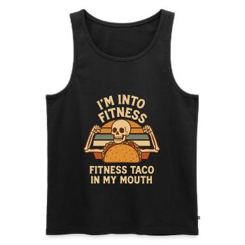 I'm into Fitness, Fitness Taco in My Mouth - Men's Premium Organic Tank Top - black - Front - AI Model Male 178 light (178cm)