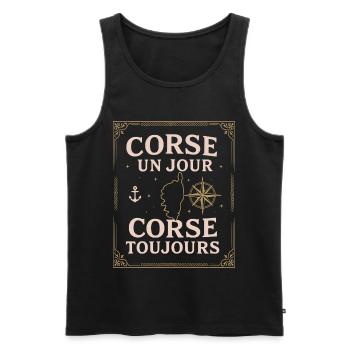 Corse Un Jour Corse Toujours - Débardeur bio Premium Homme - noir - Devant - AI Model Male 178 light (178cm)