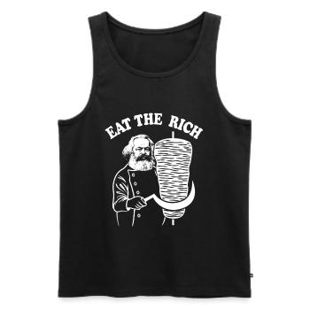 Eat the rich - Karl Marx Cartoon - Döner Kebab - Männer Premium Bio Tank Top - Schwarz - Vorne - AI Model Male 178 light (178cm)