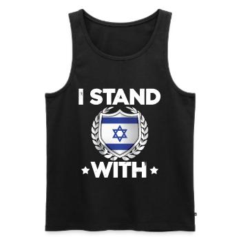 Israel Protection Coat of Arms Design - Men's Premium Organic Tank Top - black - Front - AI Model Male 178 light (178cm)