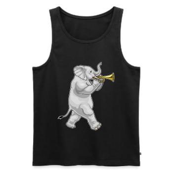 Elefant Musiker Trompete Musik - Männer Premium Bio Tank Top - Schwarz - Vorne - Michal (187cm)