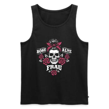Böse alte Frau - Totenkopf - Rosen - Spruch - Männer Premium Bio Tank Top - Schwarz - Vorne - Michal (187cm)