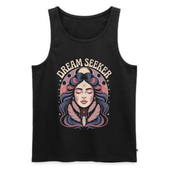 Dream Seeker Mystic Moon Phase Artwork - Men's Premium Organic Tank Top - black - Front - AI Model Male 178 light (178cm)