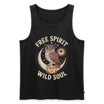 Mystic Owl Free Spirit Wild Soul Shirt - Men's Premium Organic Tank Top - black - Front - AI Model Male 178 light (178cm)