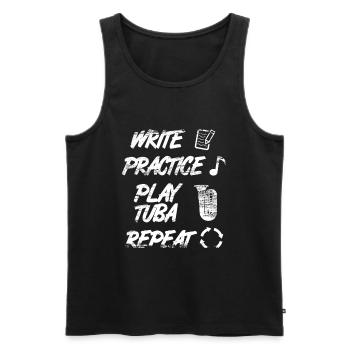Writing Practice Playing the Tuba Repeat - Men's Premium Organic Tank Top - black - Front - AI Model Male 178 light (178cm)