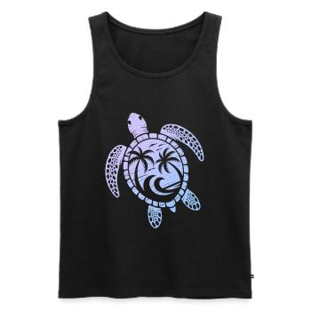 Schildkröten Motiv Wellen Festival Turtle Surfer - Männer Premium Bio Tank Top - Schwarz - Vorne - Michal (187cm)