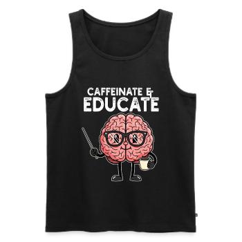 CAFÉINER ET ÉDUQUER - CADEAU ENSEIGNANT - Débardeur bio Premium Homme - noir - Devant - AI Model Male 178 light (178cm)
