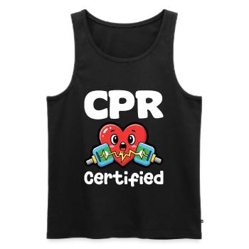 CPR CERTIFIED - NURSE GIFT - Men's Premium Organic Tank Top - black - Front - AI Model Male 178 light (178cm)