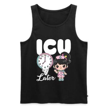 ICU LATER - NURSE GIFT - Men's Premium Organic Tank Top - black - Front - AI Model Male 178 light (178cm)