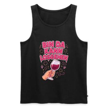 Bin da kann losgehen Weinglas Weinliebhaberin - Männer Premium Bio Tank Top - Schwarz - Vorne - Michal (187cm)