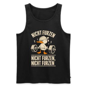 Funny Fitness Duck – Don't Fart! - Men's Premium Organic Tank Top - black - Front - Michal (187cm)