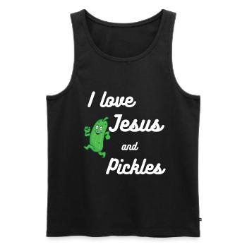 Pickles et Jésus Religieux - Débardeur bio Premium Homme - noir - Devant - Michal (187cm)