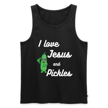 Pickles et Jésus Religieux - Débardeur bio Premium Homme - noir - Devant - Michal (187cm)