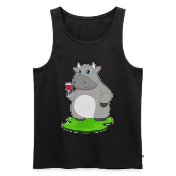 Vin rouge de vache - Débardeur bio Premium Homme - noir - Devant - Michal (187cm)