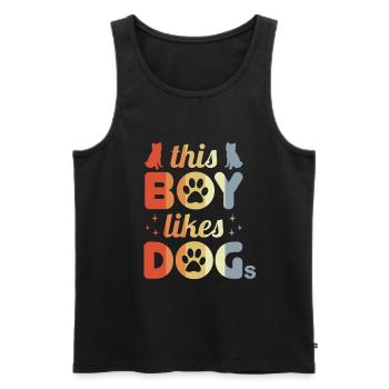 Junge der Hunde mag - Männer Premium Bio Tank Top - Schwarz - Vorne - Michal (187cm)