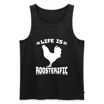 Life is Roosterific - Männer Premium Bio Tank Top - Schwarz - Vorne - AI Model Male 178 light (178cm)
