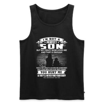 Humorous saying design for motherly love - Men's Premium Organic Tank Top - black - Front - AI Model Male 178 light (178cm)