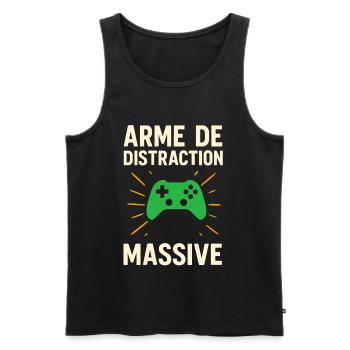 T-shirt gamer drôle – Arme de distraction massive - Débardeur bio Premium Homme - noir - Devant - Michal (187cm)