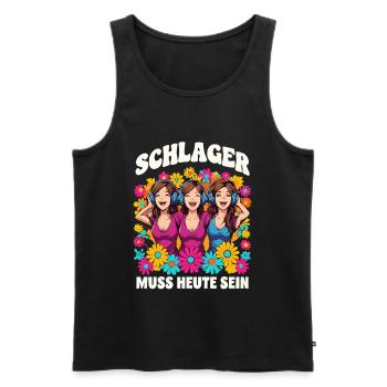 Schlager Muss Heute Sein Buntes Blumenmotiv - Männer Premium Bio Tank Top - Schwarz - Vorne - Michal (187cm)