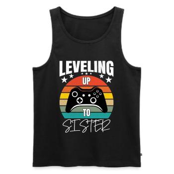 Leveling Up To Sister - Männer Premium Bio Tank Top - Schwarz - Vorne - AI Model Male 178 light (178cm)