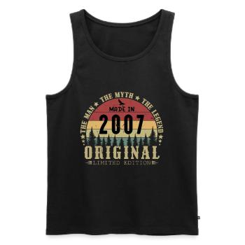 2007 Vintage Born 2007 Vintage Birthday Gift - Men's Premium Organic Tank Top - black - Front - Michal (187cm)