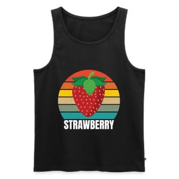 Strawberry Vintage - Männer Premium Bio Tank Top - Schwarz - Vorne - AI Model Male 178 light (178cm)