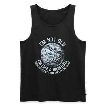 Baseball Humor Quote Design - Men's Premium Organic Tank Top - black - Front - AI Model Male 178 light (178cm)