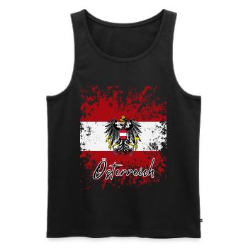 Drapeau du grunge autriche, j’adore l’Autriche - Débardeur bio Premium Homme - noir - Devant - Michal (187cm)
