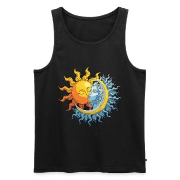 Mond und Sonne Kuss Harmonisches Zusammenspiel - Männer Premium Bio Tank Top - Schwarz - Vorne - Michal (187cm)