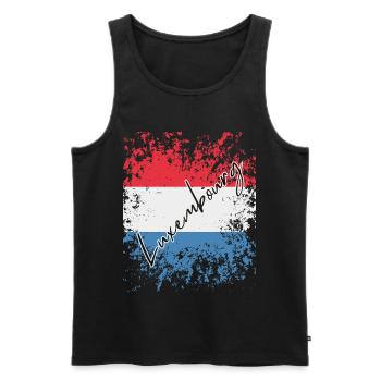 Luxemburger Grunge-Flagge, ich liebe Luxemburg - Männer Premium Bio Tank Top - Schwarz - Vorne - AI Model Male 178 light (178cm)