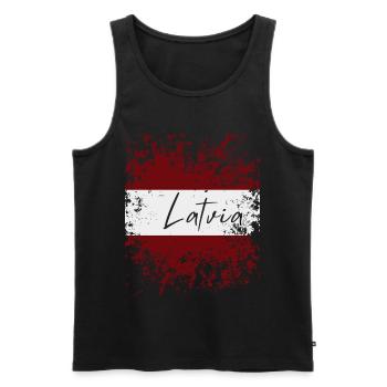 Grunge Drapeau letton : j’adore la Lettonie - Débardeur bio Premium Homme - noir - Devant - Michal (187cm)